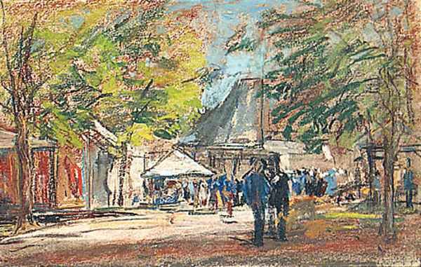 Un marche Normand Oil Painting by Eugene Boudin