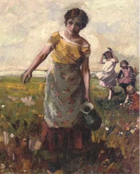 Returning From The Well Oil Painting by Erno Ernest Voros Von Bel