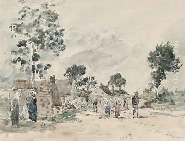 Village breton Oil Painting by Eugene Boudin