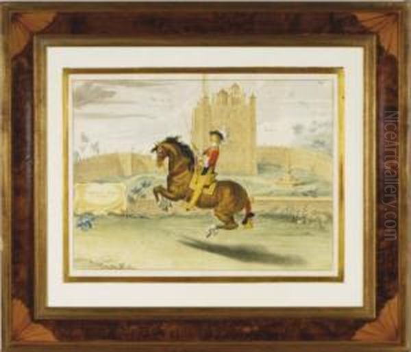 The Duke Of Newcastle's Riding School: Six Plate Oil Painting by Lucas Ii Vorsterman