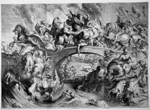 The Defeat Of The Amazones, After Peter Paul Rubens Oil Painting by Lucas Ii Vorsterman