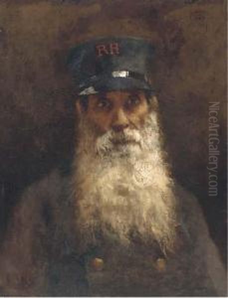 Portrait Of A Chelsea Pensioner, Quarter-length, Infull-uniform Oil Painting by Hubert Vos