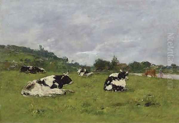 Vaches au paturage 2 Oil Painting by Eugene Boudin