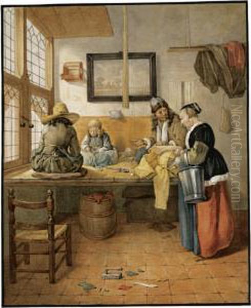 The Tailor's Workshop Oil Painting by Jacob Woutersz Vosmaer