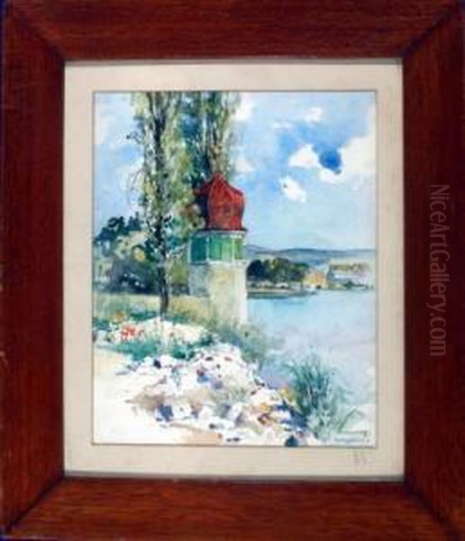 Turmchen Am Seeufer Oil Painting by Karl Leopold Voss