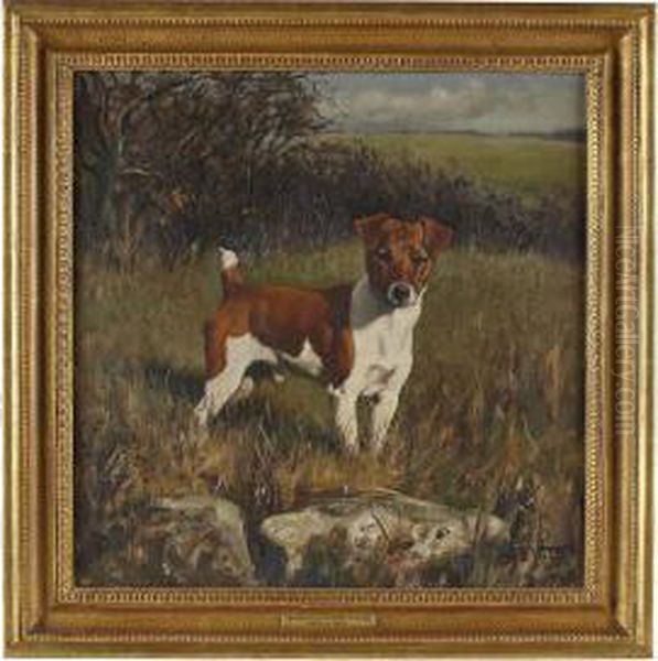 Nipper Of The Pytchley, A Jack Russell Oil Painting by Frank Brook Voss