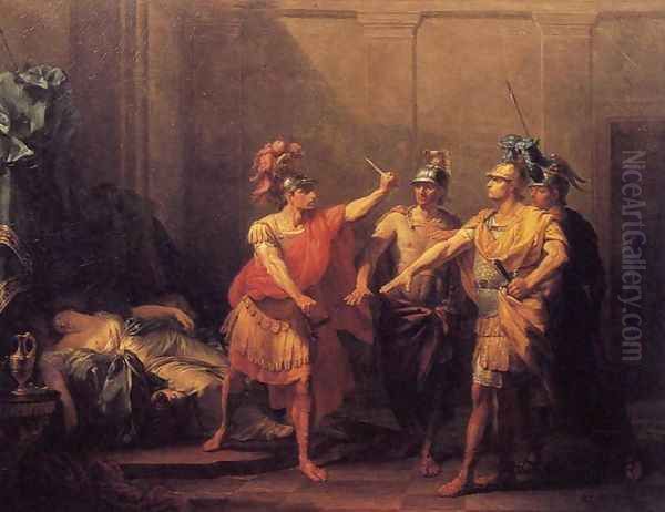 The Oath of Brutus 1771 Oil Painting by Jacques-Antoine Beaufort