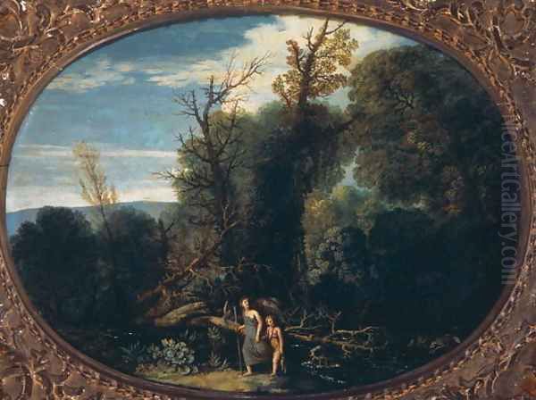 Landscape with Tobias and the Angel Oil Painting by Pietro Paolo Bonzi