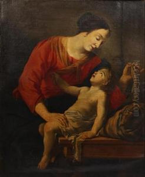 Madonna And Child Oil Painting by Aubin Vouet