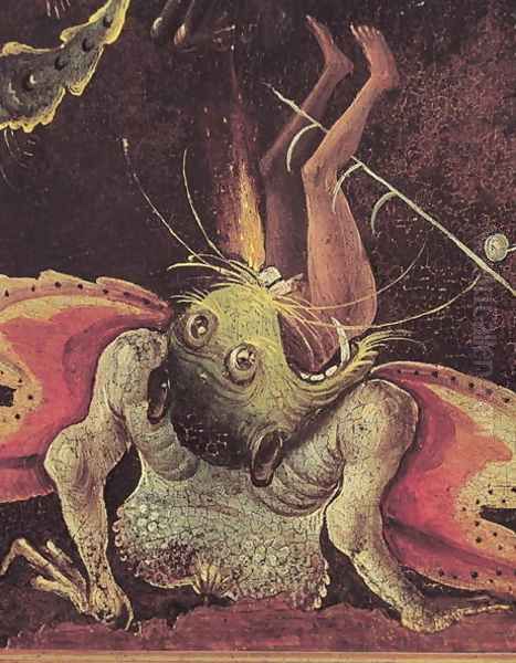 The Last Judgement (detail of a man being eaten by a monster) c.1504 Oil Painting by Hieronymous Bosch