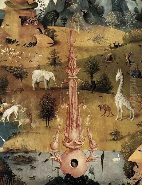 Triptych of Garden of Earthly Delights (left wing) (detail 2) c. 1500 Oil Painting by Hieronymous Bosch