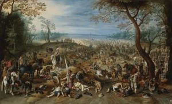 The Aftermath Of A Battle Oil Painting by Sebastien Vrancx