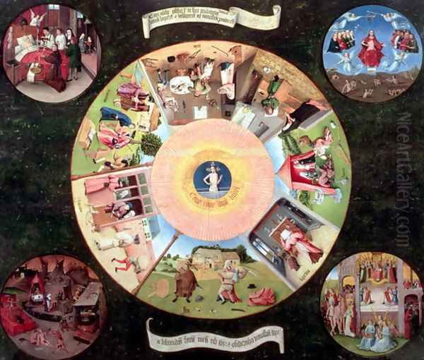 Tabletop of the Seven Deadly Sins and the Four Last Things (1) Oil Painting by Hieronymous Bosch