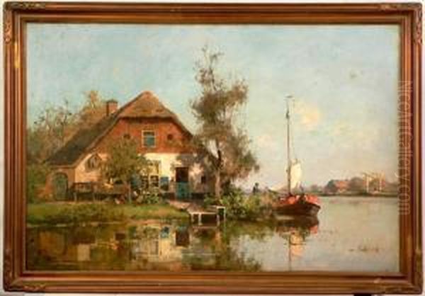 A Landscape Oil Painting by Cornelis Vreedenburgh