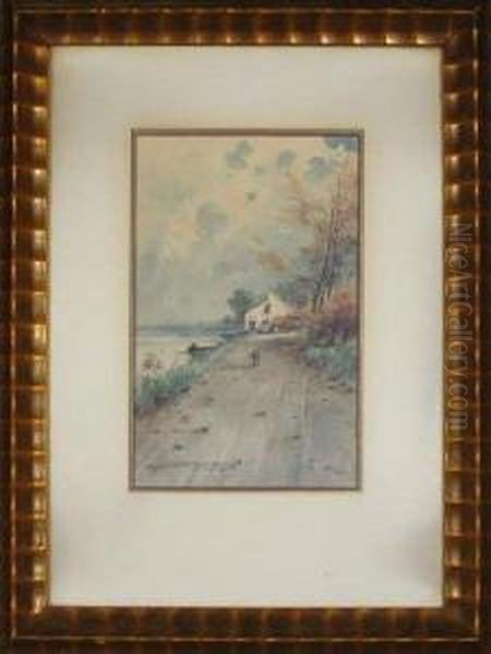 Le Rivage Alixhe-vise. Oil Painting by Joseph Vreuls