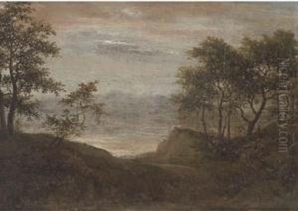 A Wooded Landscape With A Path Oil Painting by Cornelis Hendricksz. The Younger Vroom