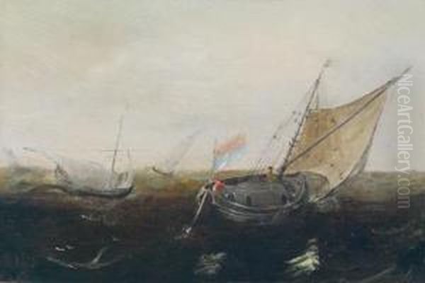 Umkreis Fischerboote Auf Bewegter See Oil Painting by Cornelis Hendricksz. The Younger Vroom