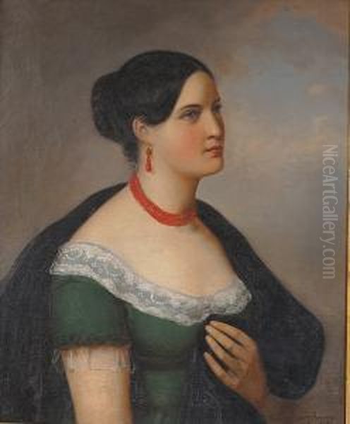 Portrait Of A Lady Oil Painting by Theodoros Vryzakis