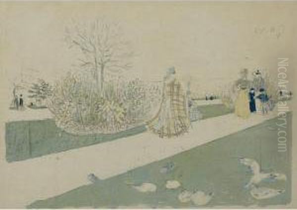 Le Jardin Des Tuileries Oil Painting by Jean-Edouard Vuillard