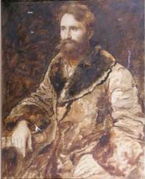 Portrait D'homme Au Col De Fourrure Oil Painting by Charles Francois Vuillermet