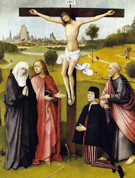 Crucifixion with a Donor 1480-85 Oil Painting by Hieronymous Bosch