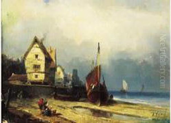 Cote Normande / Maisons En Normandie Oil Painting by Auguste Vyaret