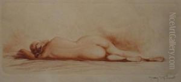 Reclining Nude Oil Painting by Jean Auguste Vyboud