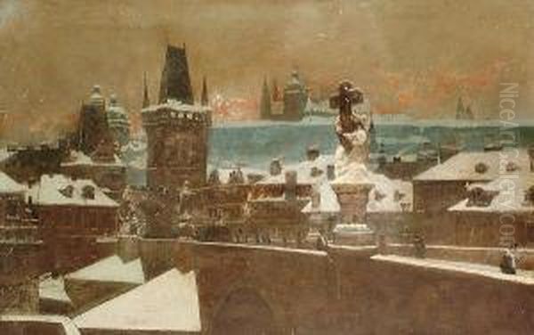 The Charles Bridge, Prague Oil Painting by Franta Vysekal