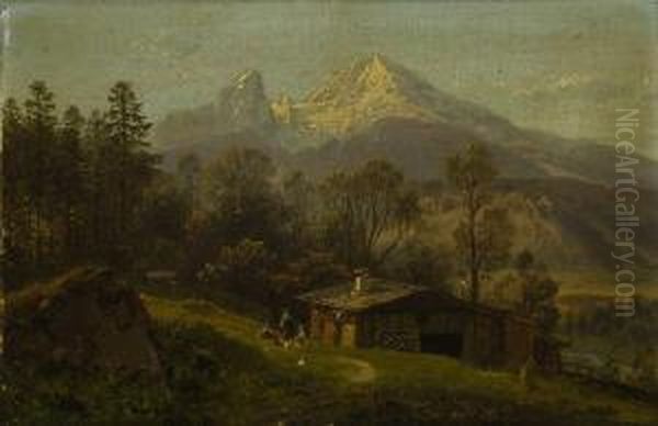 Blick Auf Den Watzmann Oil Painting by Adalbert Waagen