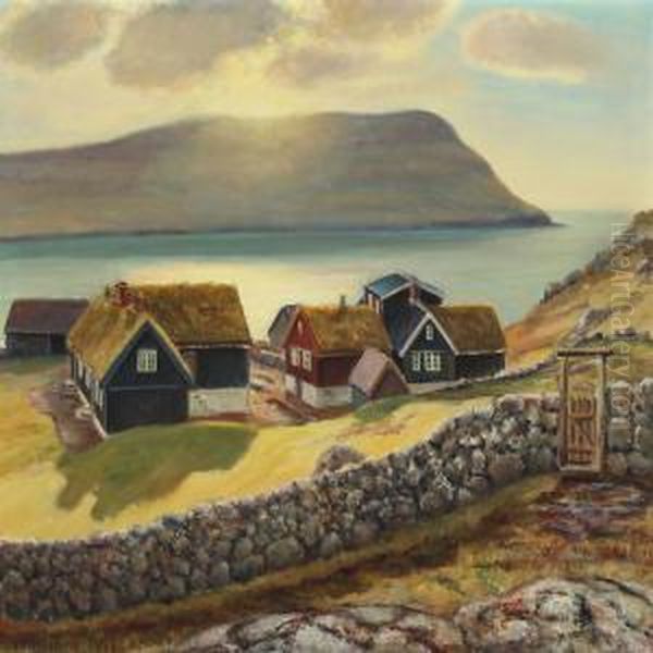 Scenery From The Faroe Islands Oil Painting by Joen Waagstein