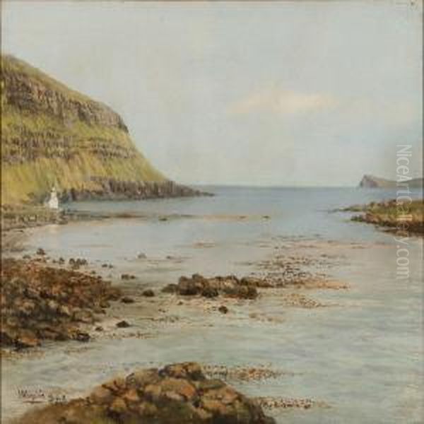 Coastal Scene From Kirkjubour On The Faroe Islands by Joen Waagstein