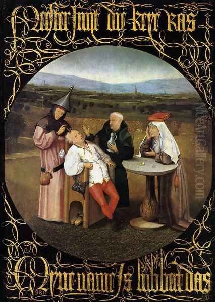 The Cure of Folly (Extraction of the Stone of Madness) 1475-80 Oil Painting by Hieronymous Bosch