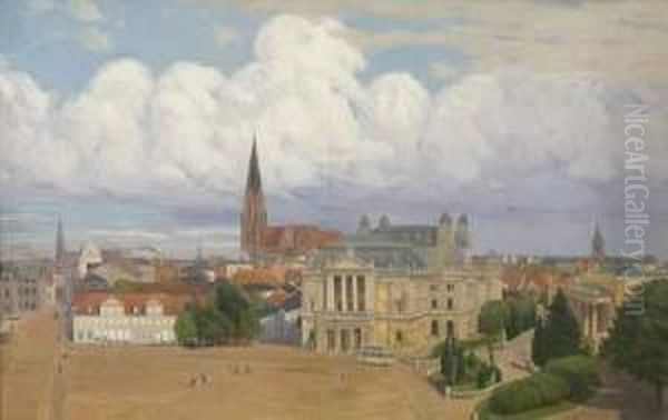 Alter Garten. Schwerin. Oil Painting by Friedrich Wachenhusen