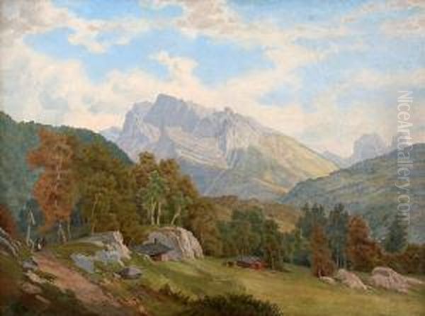 Romantic Landscape With Staffage Oil Painting by Bedrich Wachsmann