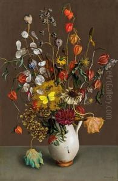 Autumn Flowers Oil Painting by Rudolf Wacker