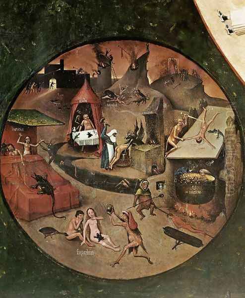 The Seven Deadly Sins (detail 1) c. 1480 Oil Painting by Hieronymous Bosch