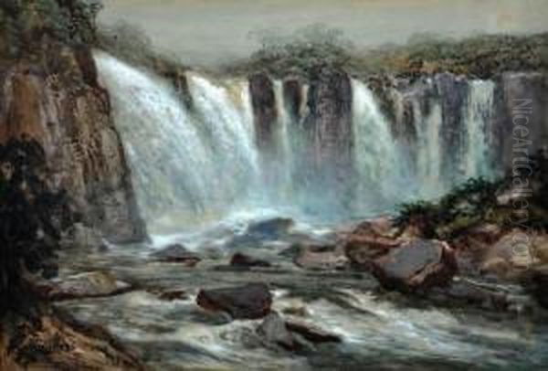 Waterfall Oil Painting by William Joseph Wadham