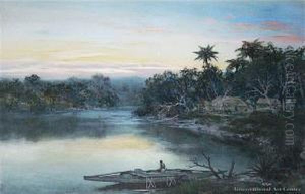 River Sunset Oil Painting by William Joseph Wadham