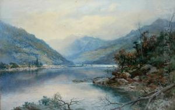 New Zealand Fjord Oil Painting by William Joseph Wadham