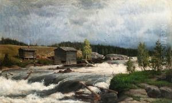 View Over The Rapids Oil Painting by Torsten Waenerberg