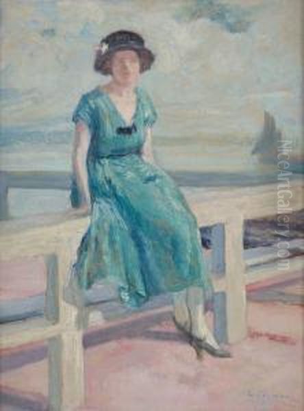 Jeune Femme En Bord De Mer Oil Painting by Maurice Wagemans