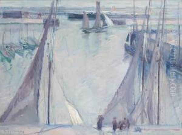 Deux-mats Quittant Leport Oil Painting by Maurice Wagemans