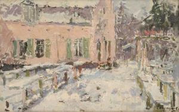 La Ferme Rose A Uccle Oil Painting by Maurice Wagemans