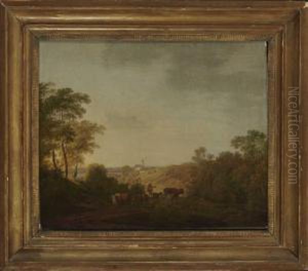 Oberbayerische Landschaft. Oil Painting by Max Joseph Wagenbauer