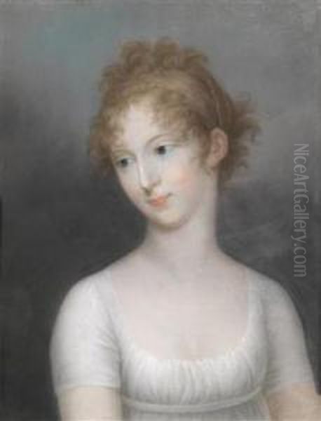 Portrait Of Charlotte Friederike Von Mecklenburg-schwerin In A White Dress Oil Painting by Friedrich Erhard Wagener