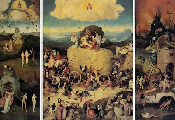 Triptych of Haywain (1) 1500-02 Oil Painting by Hieronymous Bosch