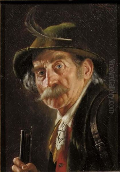 Jager Mit Buchse Oil Painting by Albert Wagner