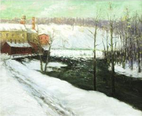 River Landscape - Winter Oil Painting by Alfred Wagner