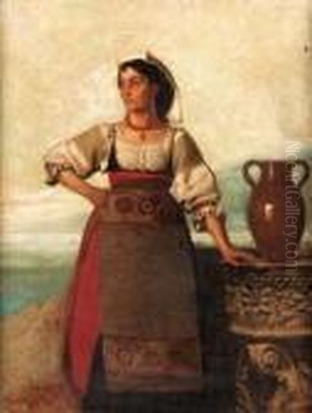 Contadina In Costume Laziale Oil Painting by Carl Wagner