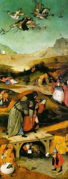 Temptation of St. Anthony, left wing of the triptych Oil Painting by Hieronymous Bosch